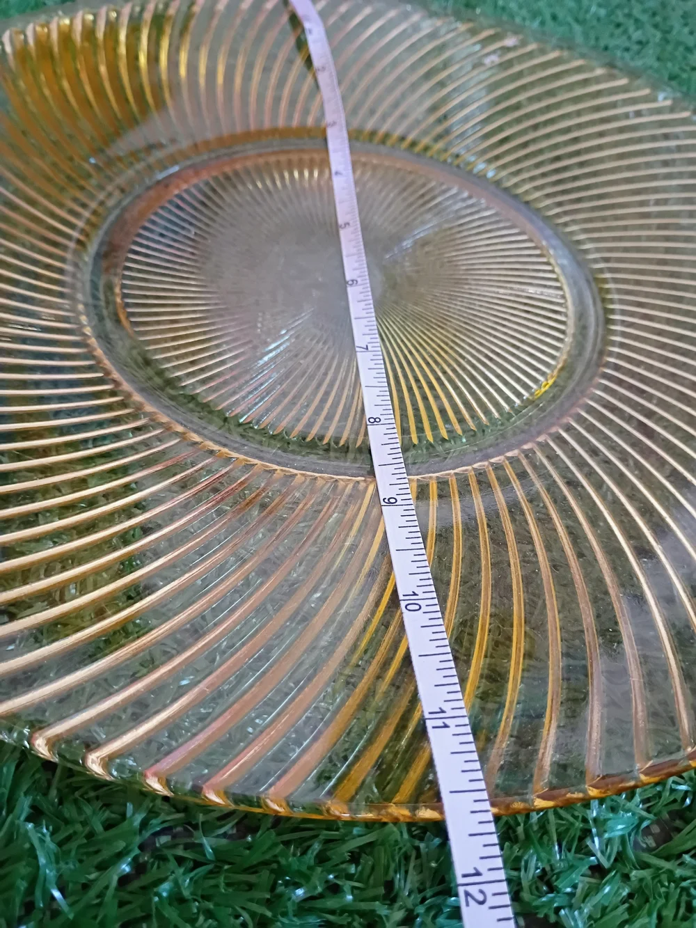 Vintage Yellow Pressed Glass Serving Plate
